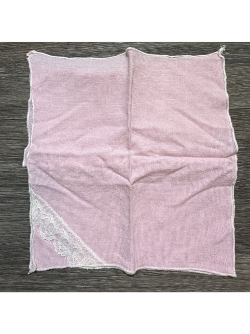 Set 4 Pink Linen Napkins With White Lace Trim Elegant Tea Party Cottagecore - Picture 11 of 13